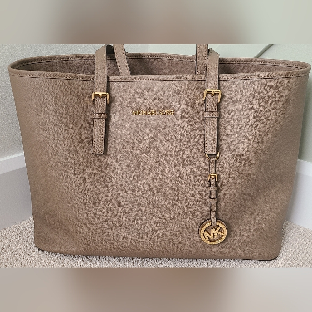 Michael Kors Tan Tote Bag with Gold Accents